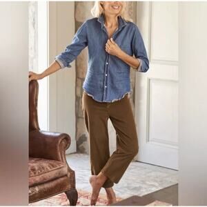 Frank & Eileen Kinsale Raw Hem Corduroy Pants Chestnut Brown Size 6